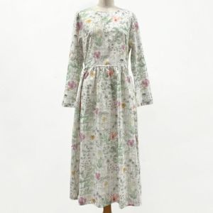 リバティプリント シンプルギャザーワンピース（長袖）＜Mサイズ＞31Aの画像