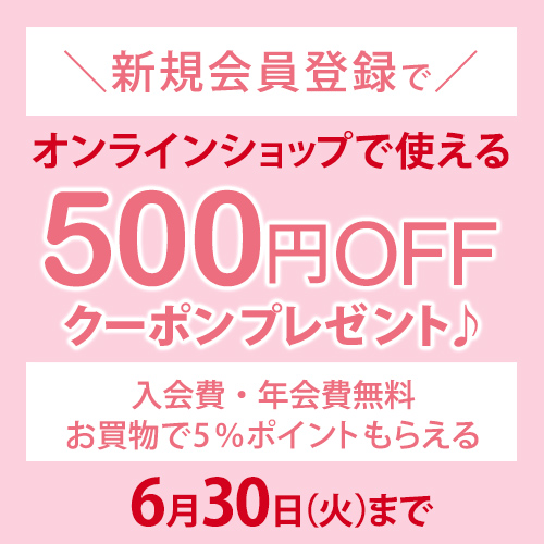 新規会員登録で500円OFFクーポンプレゼント