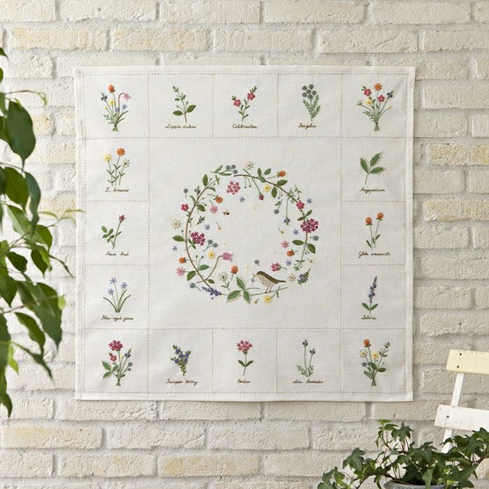 ステッチクロス＜ミモザリース＞ | リバティ 生地、編み物、刺繍