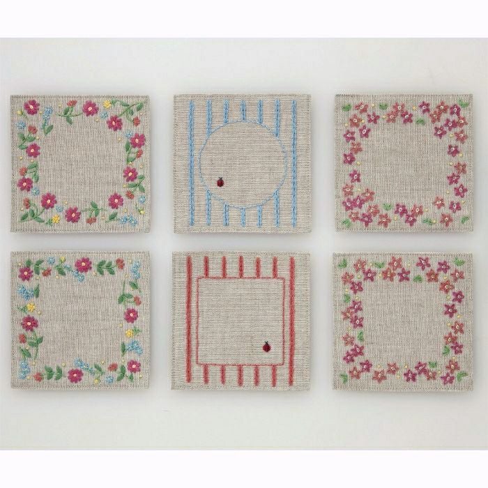 小さなお花のコースター | リバティ 生地、編み物、刺繍、刺し子のこと