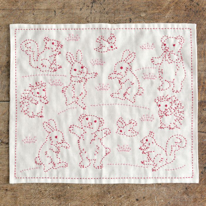刺し子 うさぎとクローバー | リバティ 生地、編み物、刺繍、刺し子の