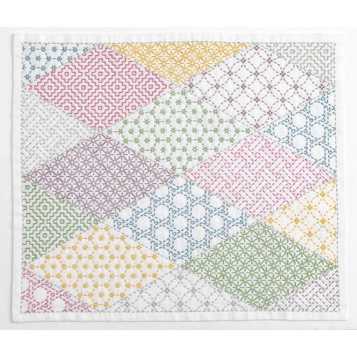 刺し子 寄せ模様＜菱形＞ | リバティ 生地、編み物、刺繍、刺し子の