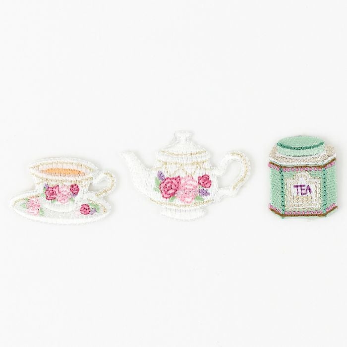 刺しゅうワッペン＜ティーセット＞ | リバティ 生地、編み物、刺繍