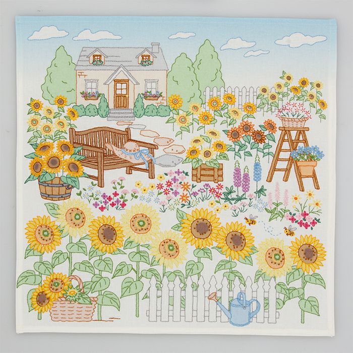 ステッチクロス＜ひまわりガーデン＞ | リバティ 生地、編み物、刺繍