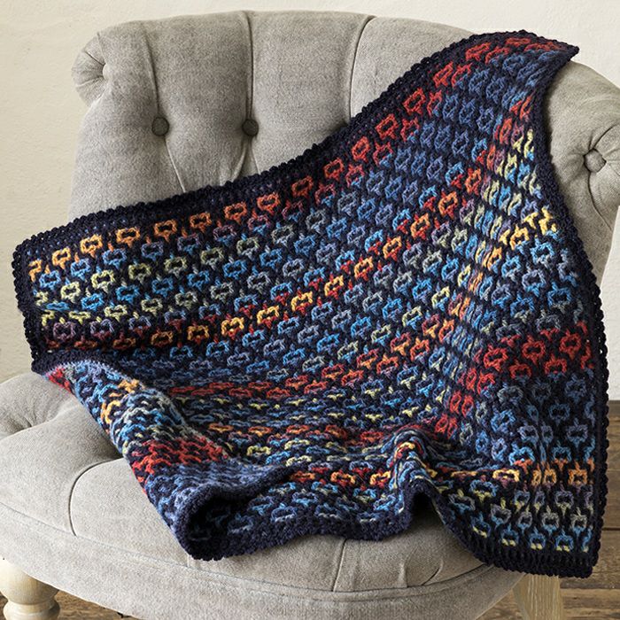 ハンドメイド　手編みリバーシブルブランケット リバーシブルブランケット（レシピ） | リバティ 生地、編み物、刺繍