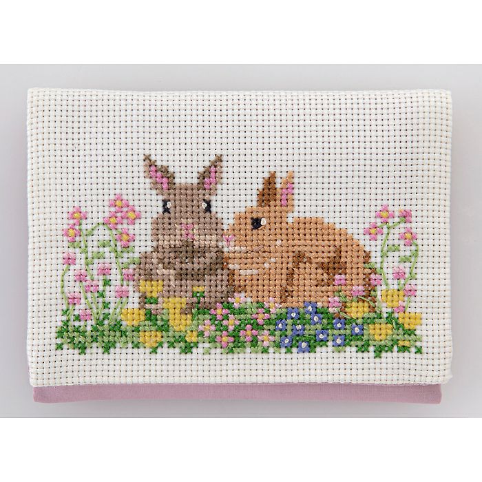 クロスステッチティッシュケース＜うさぎ＞ | リバティ 生地、編み物