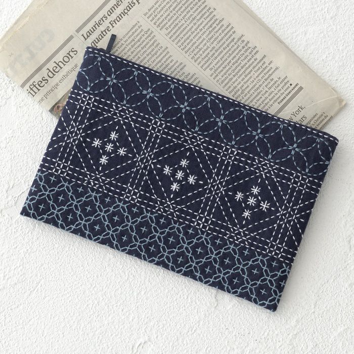 刺し子のクロス＜神奈川沖浪裏＞ | リバティ 生地、編み物、刺繍