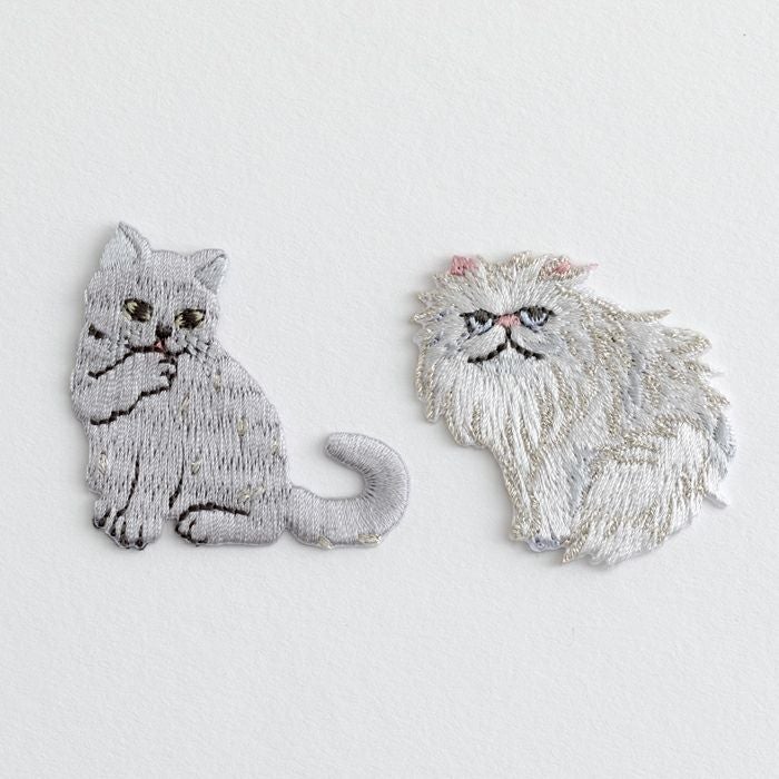 8/10予約】刺しゅうワッペン＜ねこ2＞ | リバティ 生地、編み物、刺繍