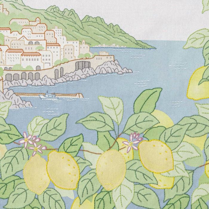 ステッチクロス＜レモンと海＞ | リバティ 生地、編み物、刺繍、刺し子