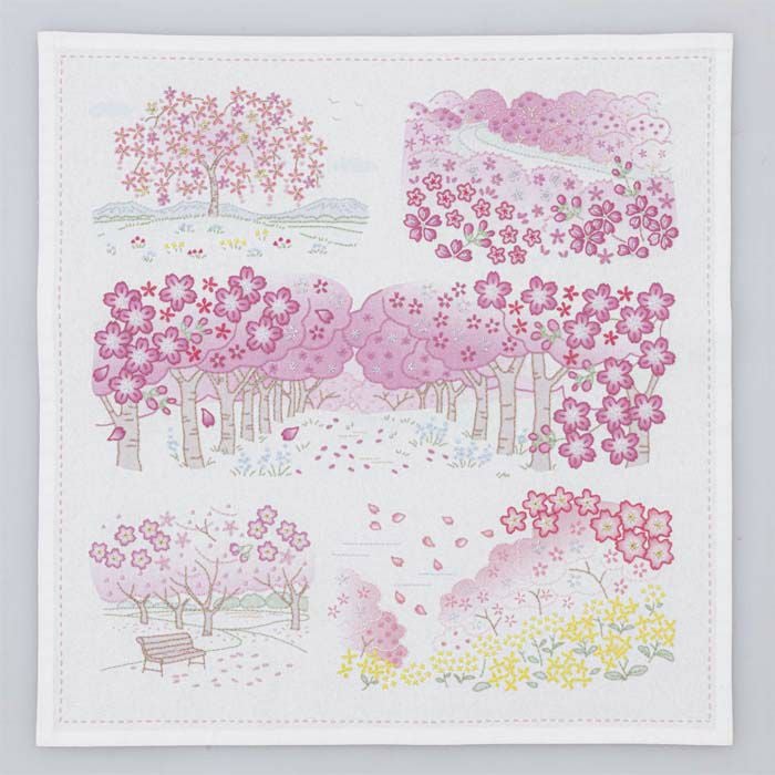 ステッチクロス＜桜の咲く風景＞ | リバティ 生地、編み物、刺繍