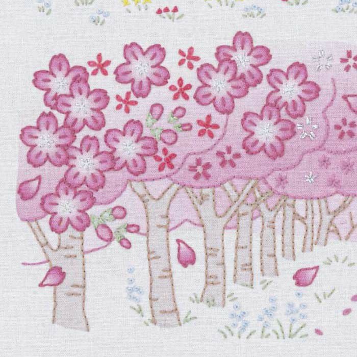 ステッチクロス＜桜の咲く風景＞ | リバティ 生地、編み物、刺繍