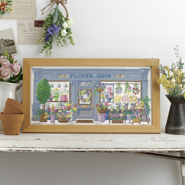 クロスステッチフレーム＜FLOWER SHOP＞ | リバティ 生地、編み物