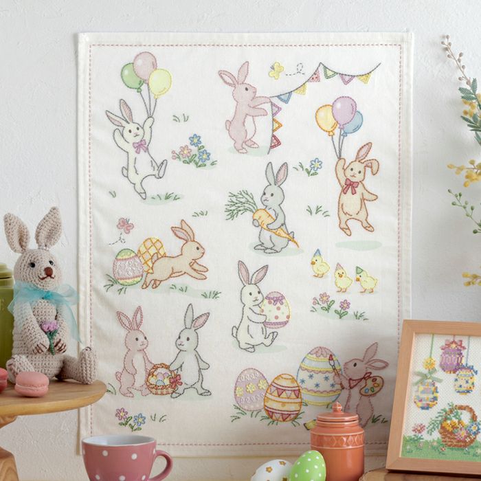 ステッチクロス＜イースターバニー＞ | リバティ 生地、編み物、刺繍