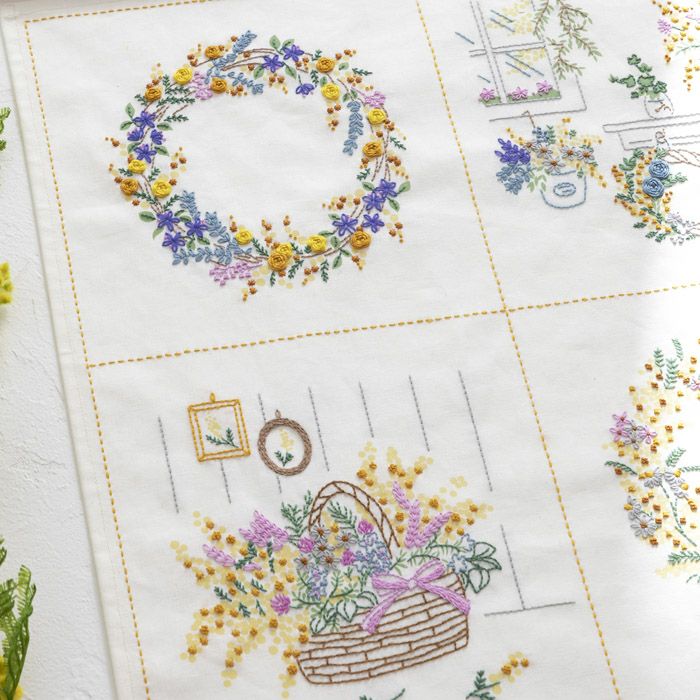 モチーフクロス＜ミモザ＞ | リバティ 生地、編み物、刺繍、刺し子の
