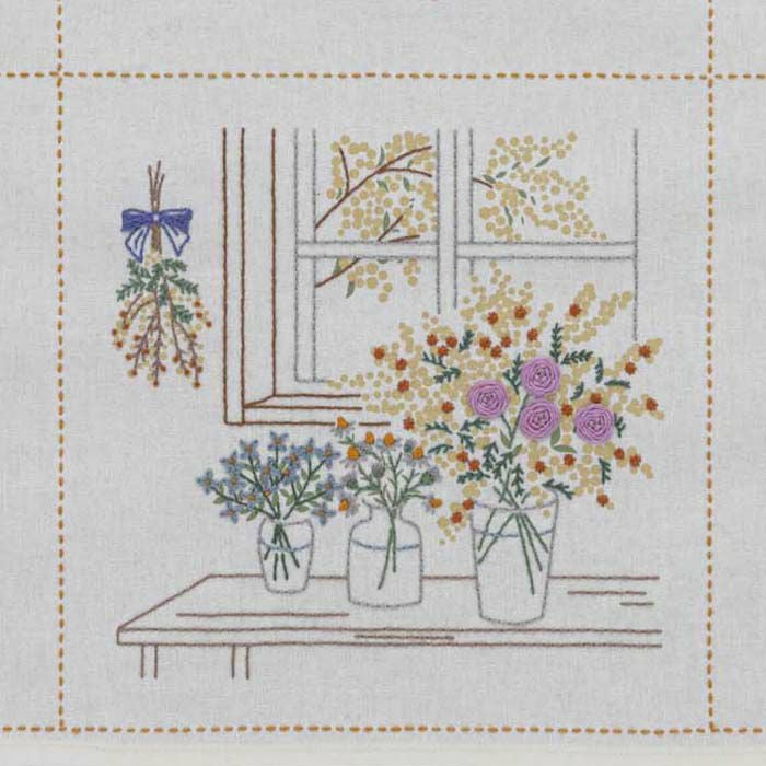 モチーフクロス＜ミモザ＞ | リバティ 生地、編み物、刺繍、刺し子の
