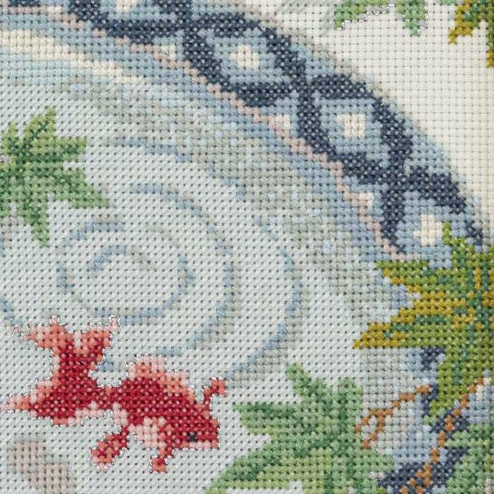 クロスステッチフレーム＜青もみじと金魚＞ | リバティ 生地、編み物