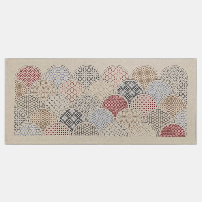 刺し子のテーブルセンター＜青海波＞ | リバティ 生地、編み物、刺繍