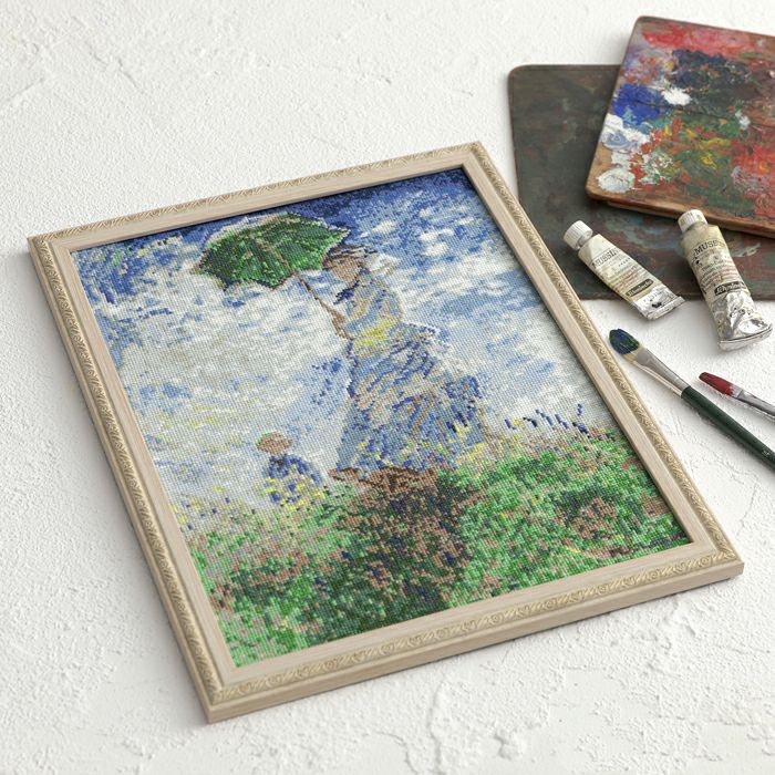 クロスステッチフレーム＜日傘をさす女＞ | リバティ 生地、編み物