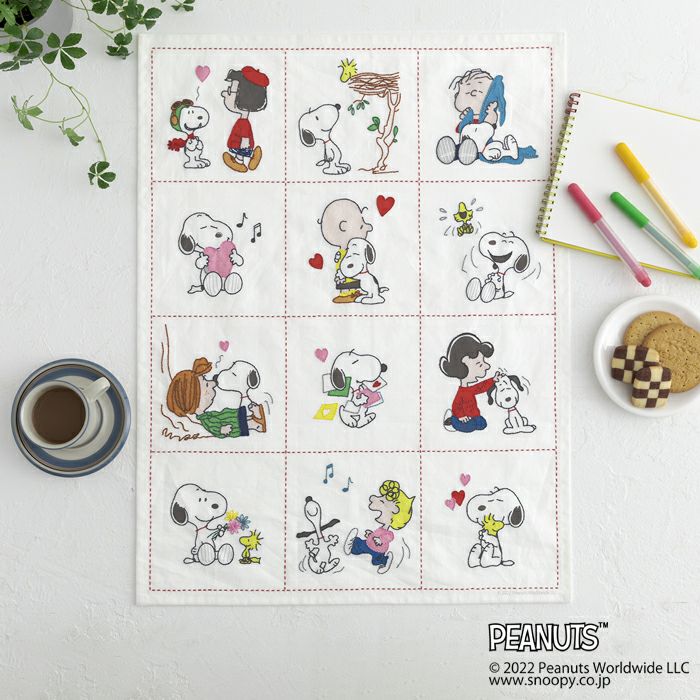 ステッチクロス＜スヌーピーと幸せな時間＞ | リバティ 生地、編み物