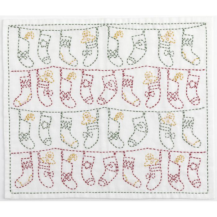 刺し子 クリスマスソックスセット | リバティ 生地、編み物、刺繍