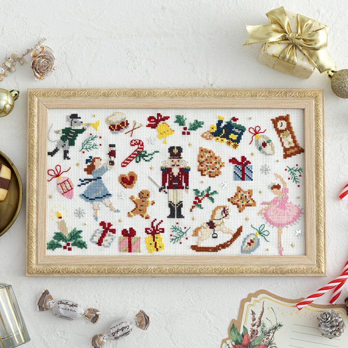 クロスステッチフレーム＜ポインセチアのアレンジ＞ | リバティ 生地