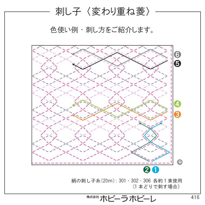 刺し子 変わり重ね菱 | リバティ 生地、編み物、刺繍、刺し子のこと