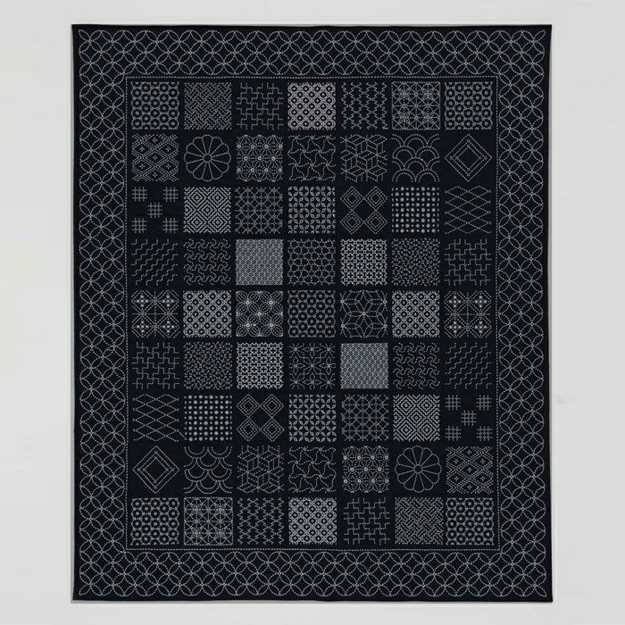 刺し子のサンプラークロス＜やさしい色の四角模様＞ | リバティ 生地