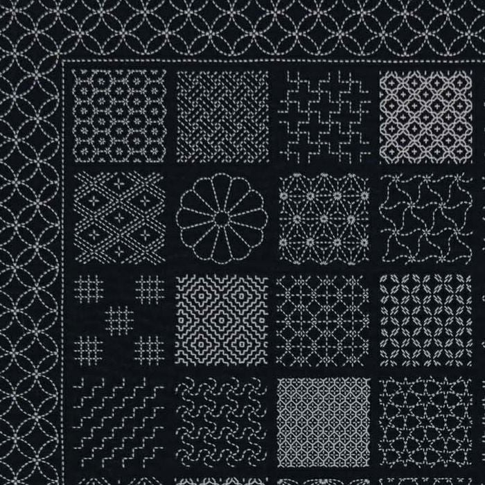刺し子のサンプラークロス＜Black＞ | リバティ 生地、編み物、刺繍