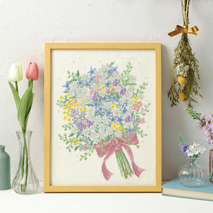 クロスステッチフレーム＜ローズリース＞ | リバティ 生地、編み物