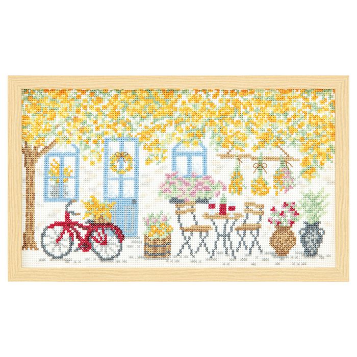 クロスステッチフレーム＜ミモザのリース＞ | リバティ 生地、編み物