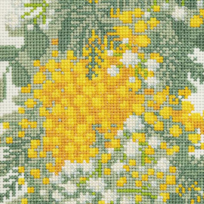 クロスステッチフレーム＜ミモザのリース＞ | リバティ 生地、編み物