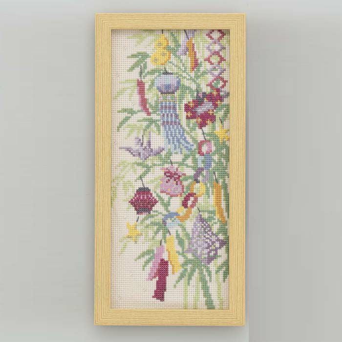 クロスステッチフレーム＜七夕の笹飾り＞ | リバティ 生地、編み物