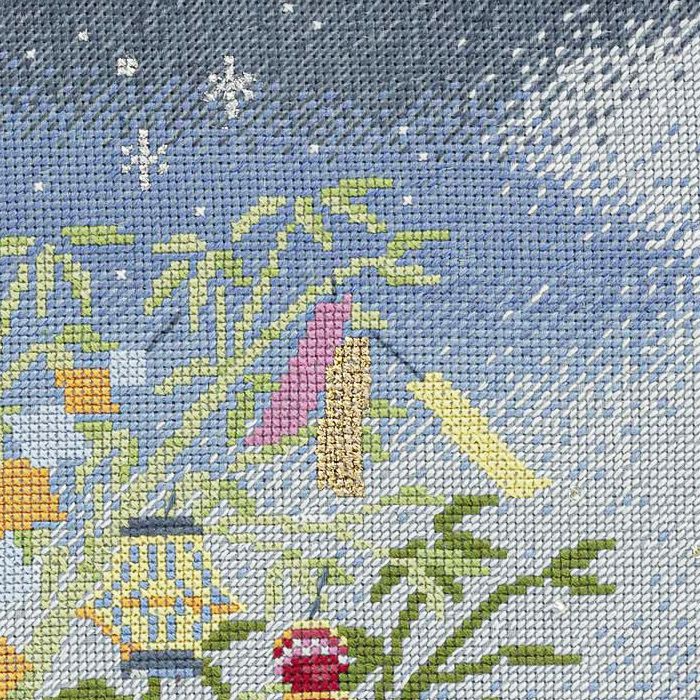 クロスステッチフレーム＜七夕飾りと天の川＞ | リバティ 生地、編み物