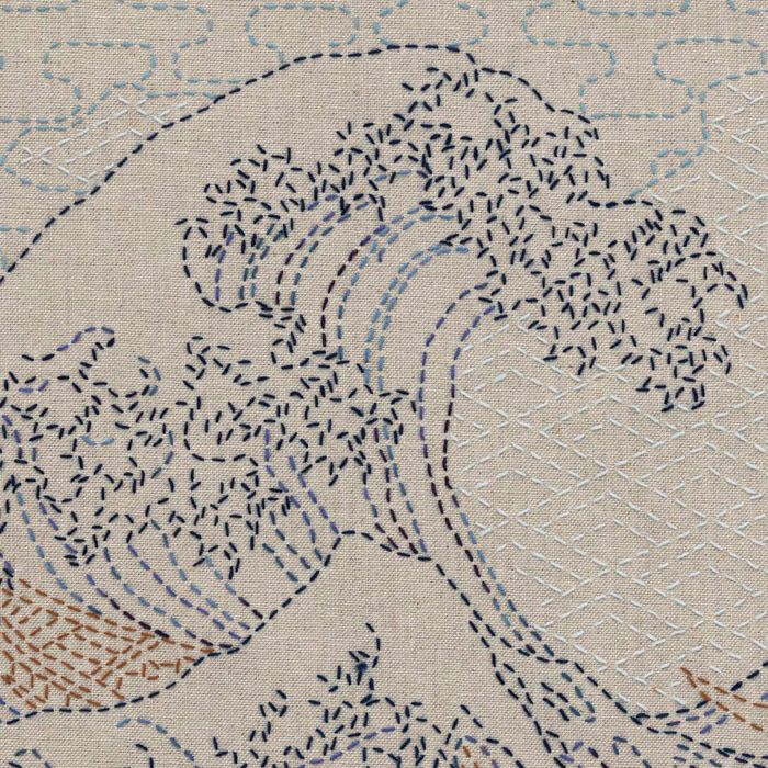 刺し子のクロス＜神奈川沖浪裏＞ | リバティ 生地、編み物、刺繍