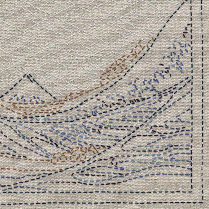 刺し子のクロス＜神奈川沖浪裏＞ | リバティ 生地、編み物、刺繍