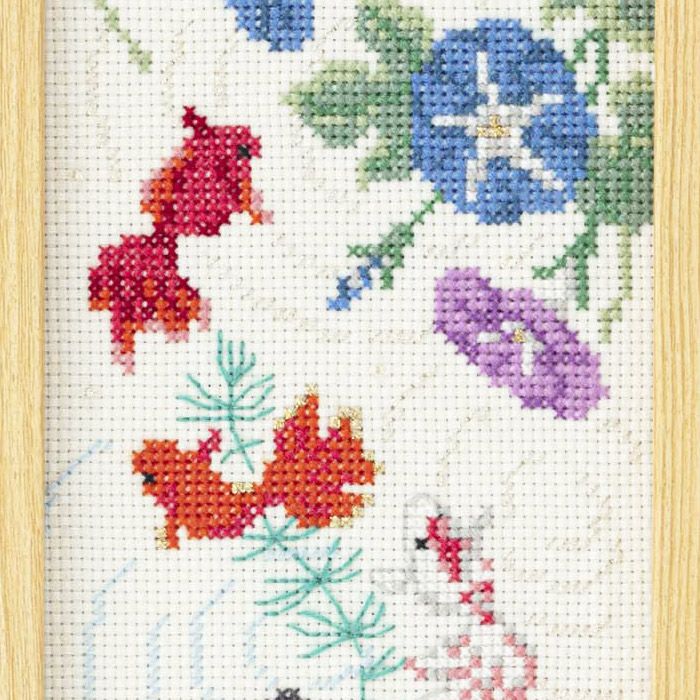 クロスステッチフレーム＜金魚と涼む夏＞ | リバティ 生地、編み物
