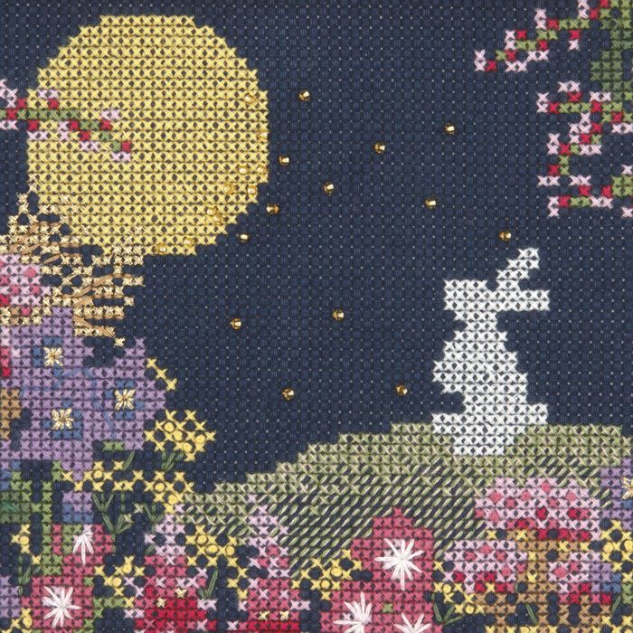 クロスステッチフレーム＜中秋の名月＞ | リバティ 生地、編み物、刺繍