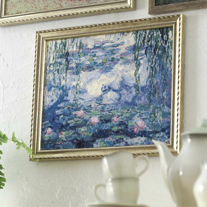 クロスステッチフレーム＜睡蓮の池、緑の反映＞ | リバティ 生地
