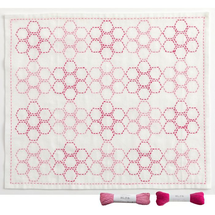 刺し子 六角花模様セット | リバティ 生地、編み物、刺繍、刺し子の