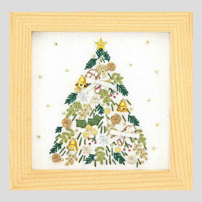 ステッチミニフレーム＜クリスマスツリー＞ | リバティ 生地、編み物