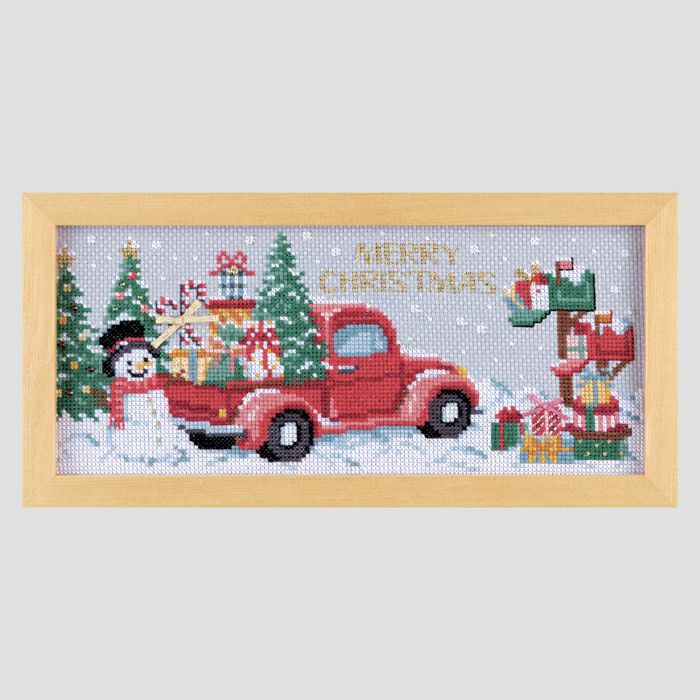 クロスステッチフレーム＜クリスマスカー＞ | リバティ 生地、編み物