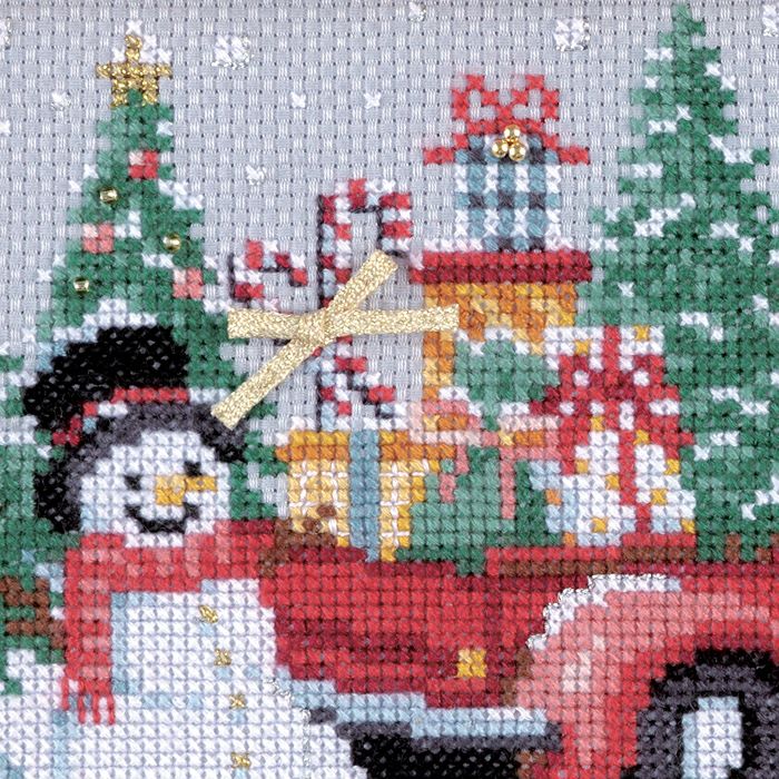 クロスステッチフレーム＜クリスマスカー＞ | リバティ 生地、編み物