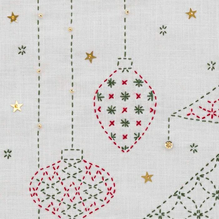 刺し子のクロス＜クリスマスツリー＞ | リバティ 生地、編み物、刺繍