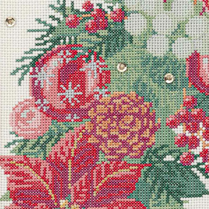 クロスステッチフレーム＜ポインセチアのリースアレンジ＞ | リバティ