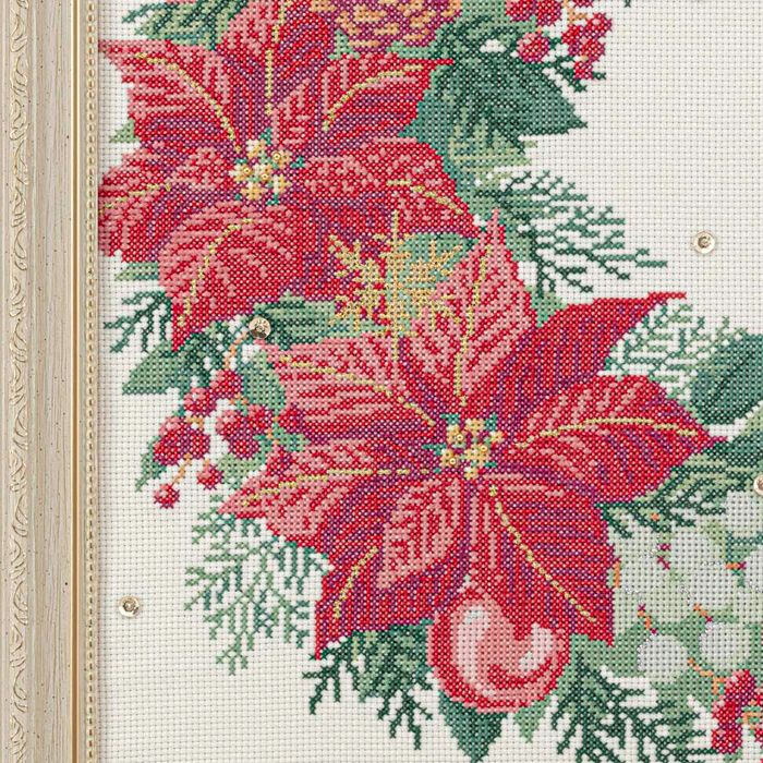 クロスステッチフレーム＜ポインセチアのリースアレンジ＞ | リバティ