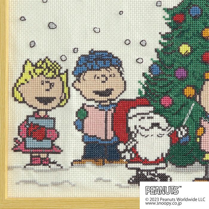 クロスステッチフレーム＜スヌーピーとクリスマスソングを