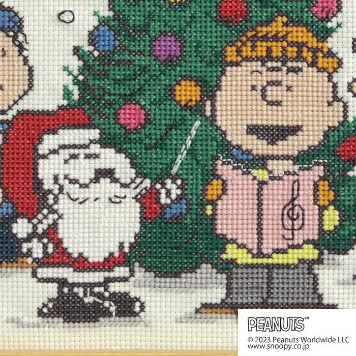 クロスステッチフレーム＜スヌーピーとクリスマスソングを