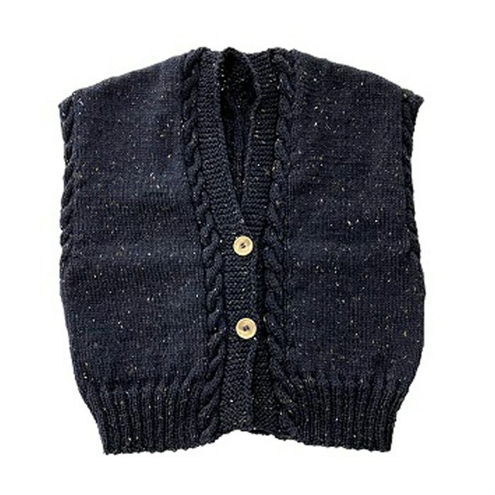 レシピなし】ケーブルベスト＜プチネップフォープライ09NV＞（編み物