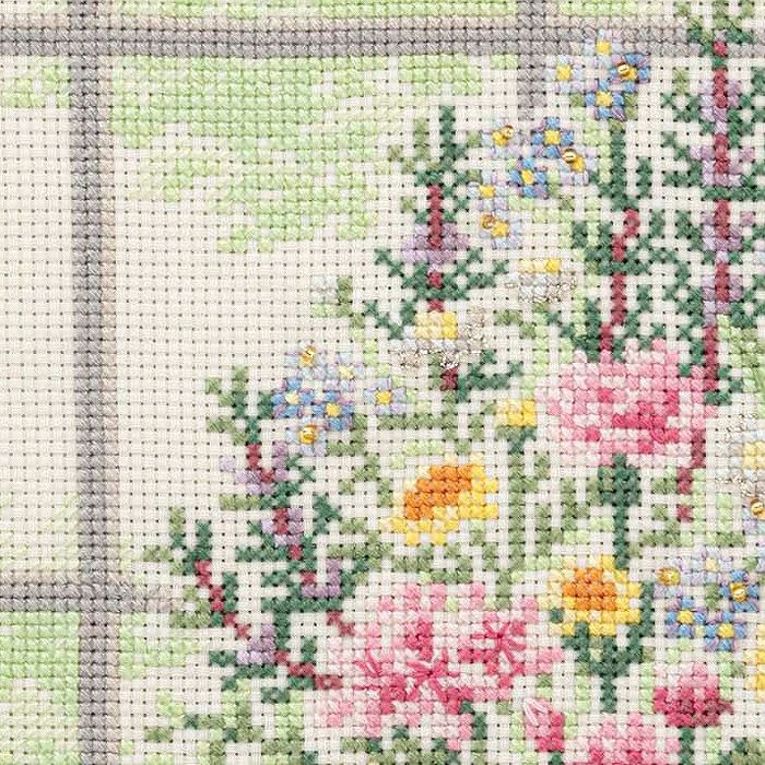 クロスステッチフレーム＜ハーブのある窓辺＞ | リバティ 生地、編み物
