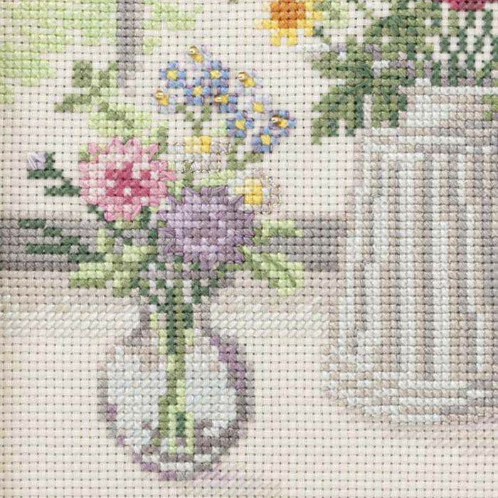 クロスステッチフレーム＜ハーブのある窓辺＞ | リバティ 生地、編み物